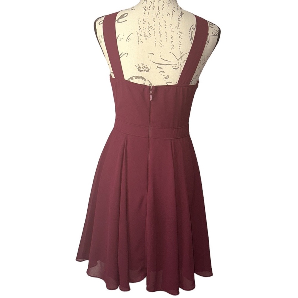 Lulu's Burgundy Halter Flare Dress Size Small - Picture 2 of 3